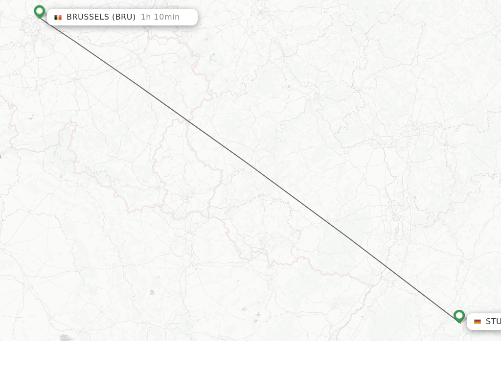 Flights from Stuttgart to Brussels route map