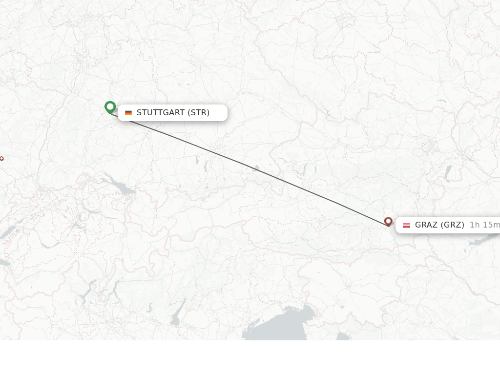 Flights from Stuttgart to Graz route map