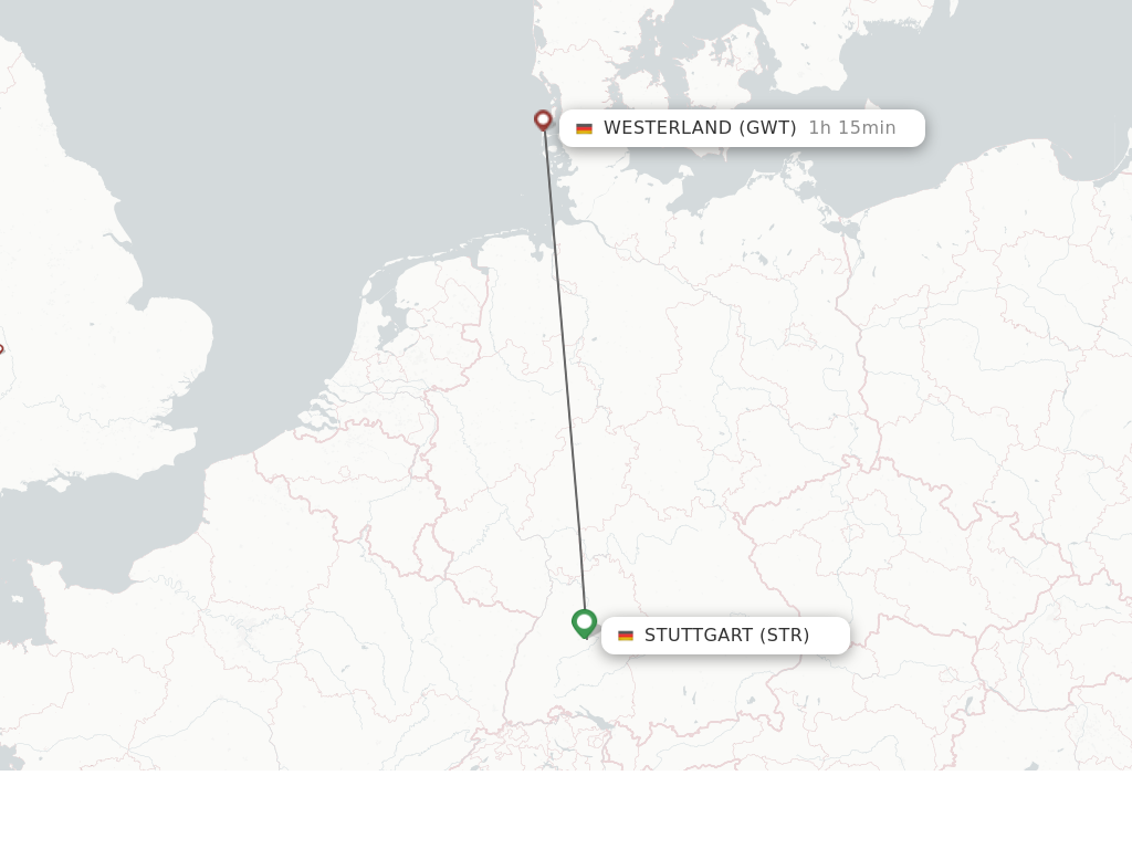 Flights from Stuttgart to Westerland route map