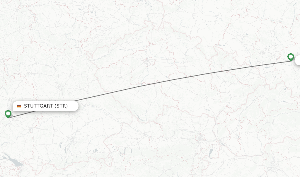 Flights from Stuttgart to Krakow route map