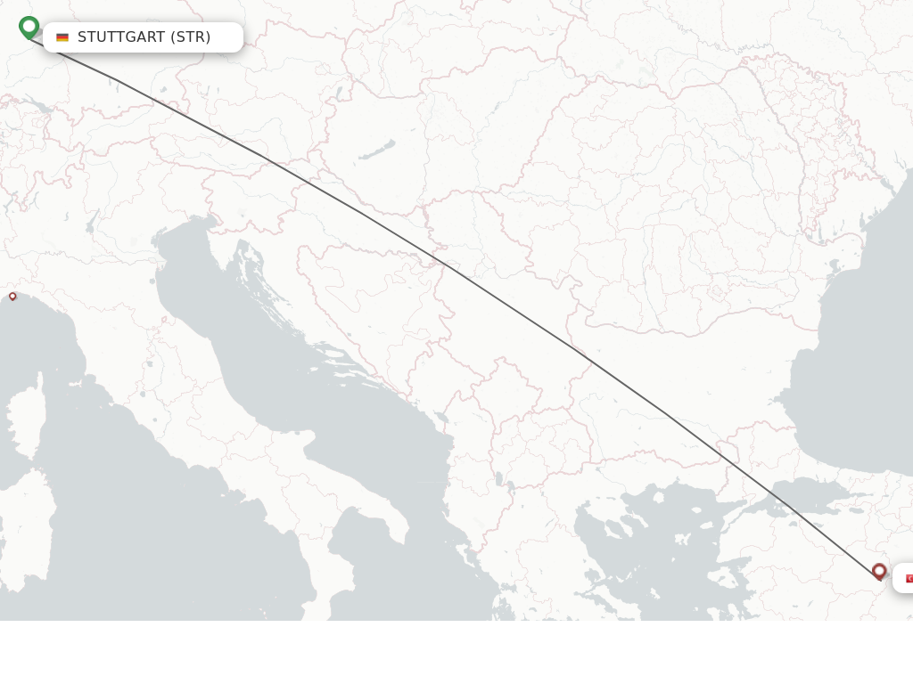 Flights from Stuttgart to Kutahya route map
