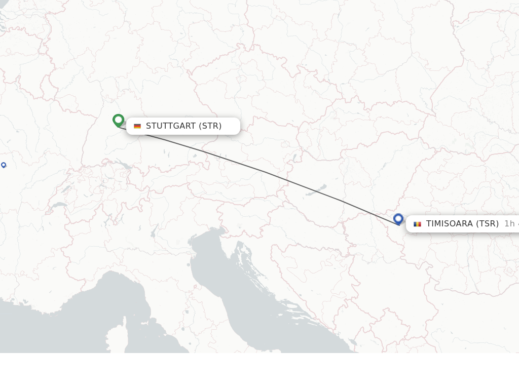 Flights from Stuttgart to Timisoara route map