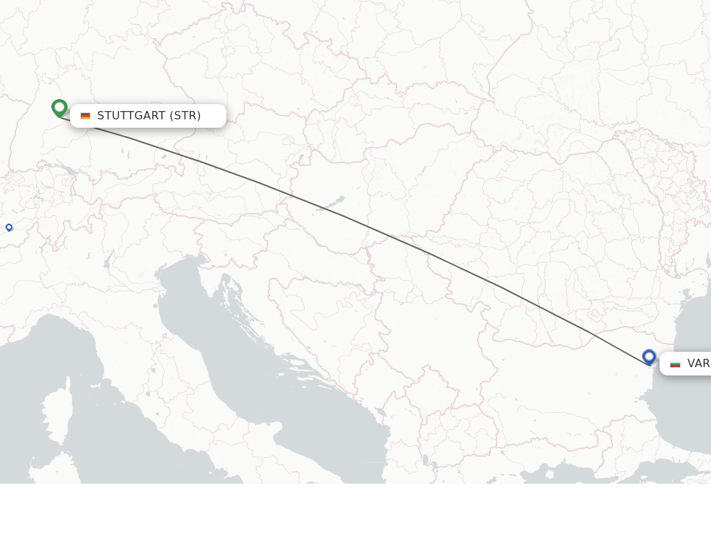 Flights from Stuttgart to Varna route map