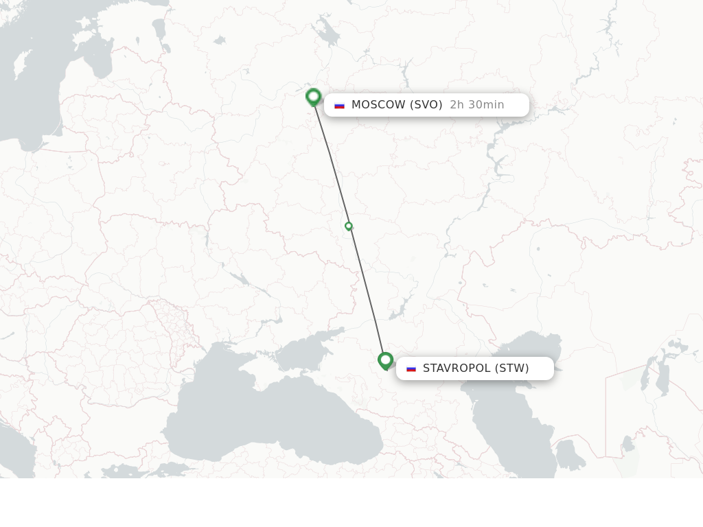 Flights from Stavropol to Moscow route map
