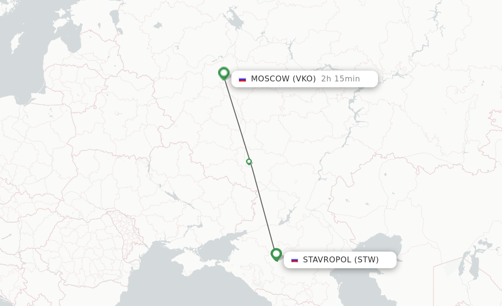 Flights from Stavropol to Moscow route map
