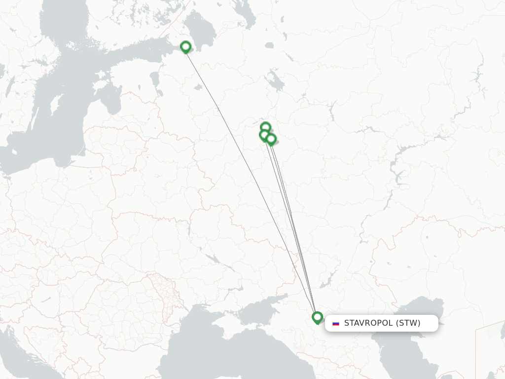 Flights from Stavropol to Yekaterinburg route map