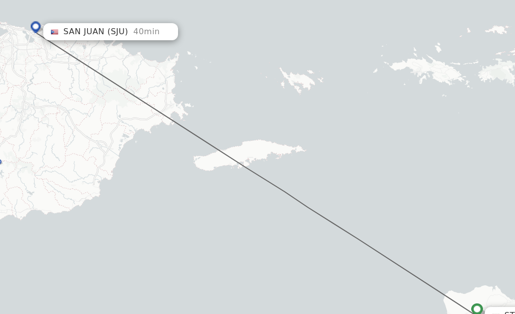 Flights from St. Croix to San Juan route map