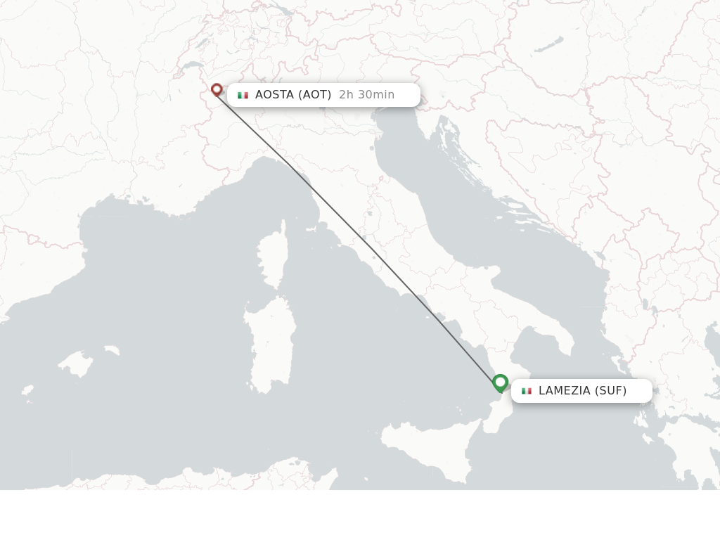 Flights from Lamezia-Terme to Aosta route map
