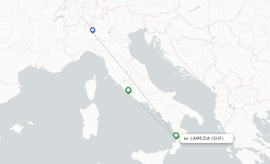 Route map with flights from Lamezia with Alitalia