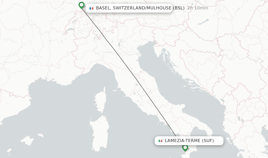 Flights from Lamezia-Terme to Basel, Switzerland/Mulhouse route map