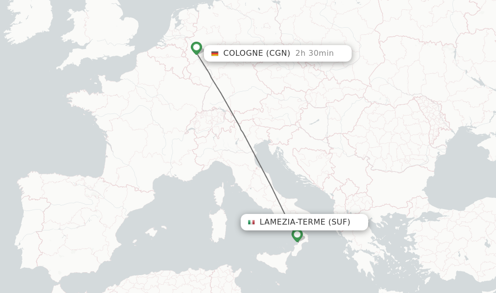Flights from Lamezia-Terme to Cologne route map