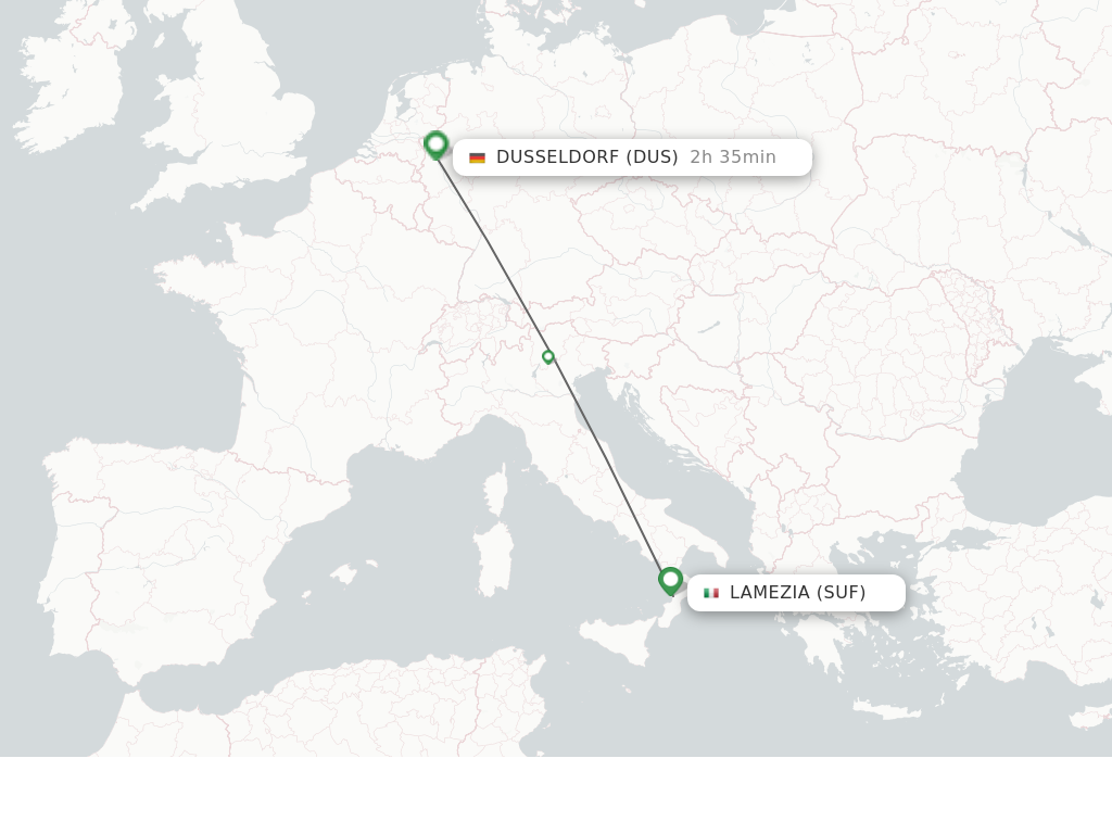 Flights from Lamezia to Dusseldorf route map