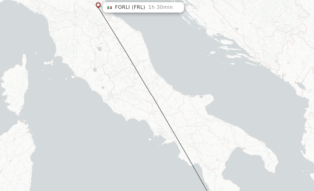 Flights from Lamezia to Forli route map