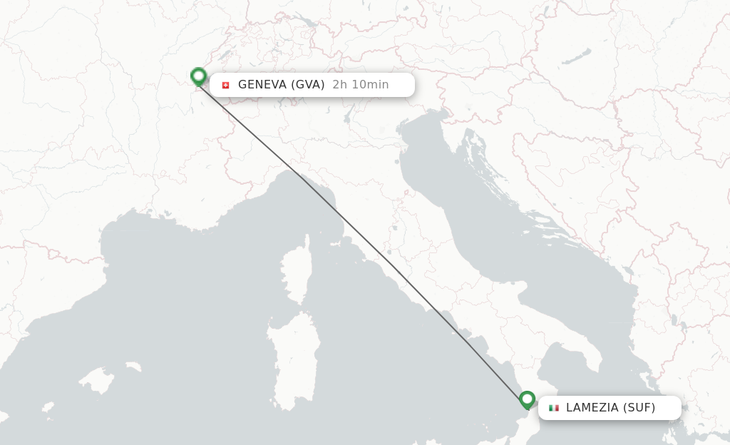 Flights from Lamezia-Terme to Geneva route map