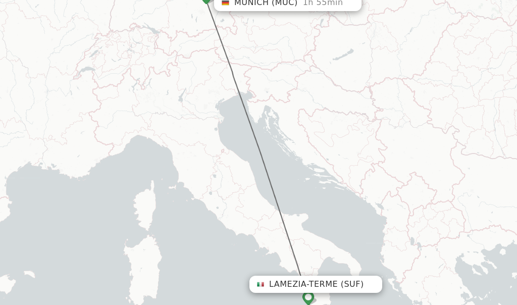 Flights from Lamezia-Terme to Munich route map