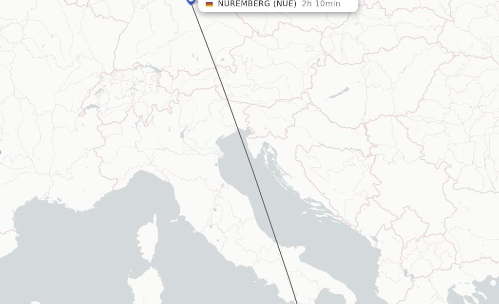 Flights from Lamezia to Nuremberg route map