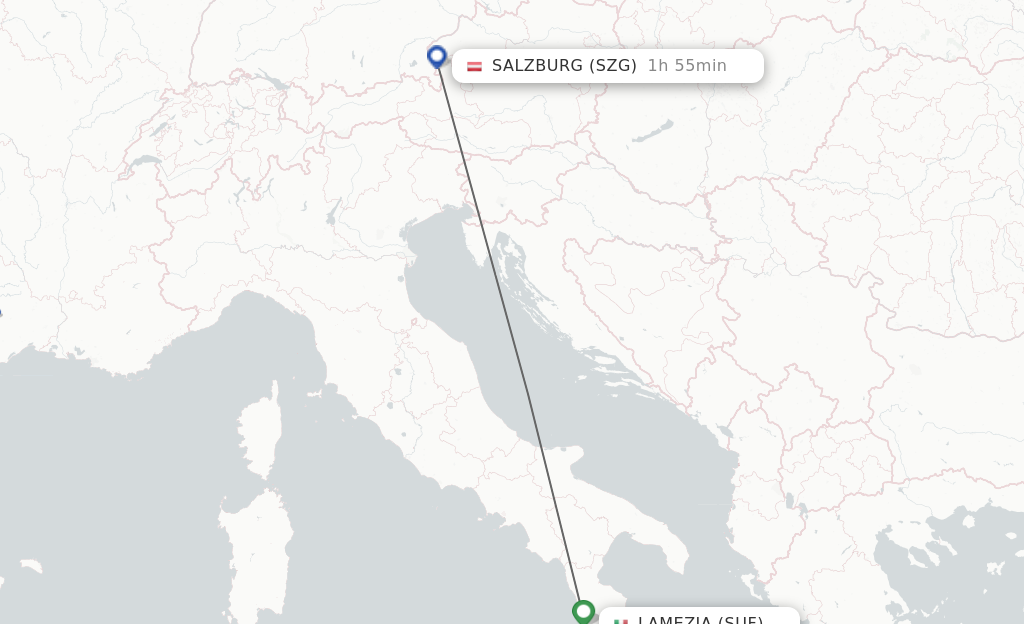 Flights from Lamezia-Terme to Salzburg route map