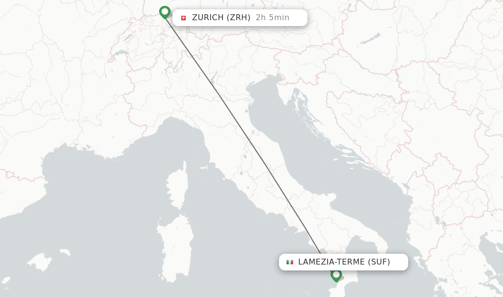 Flights from Lamezia-Terme to Zurich route map