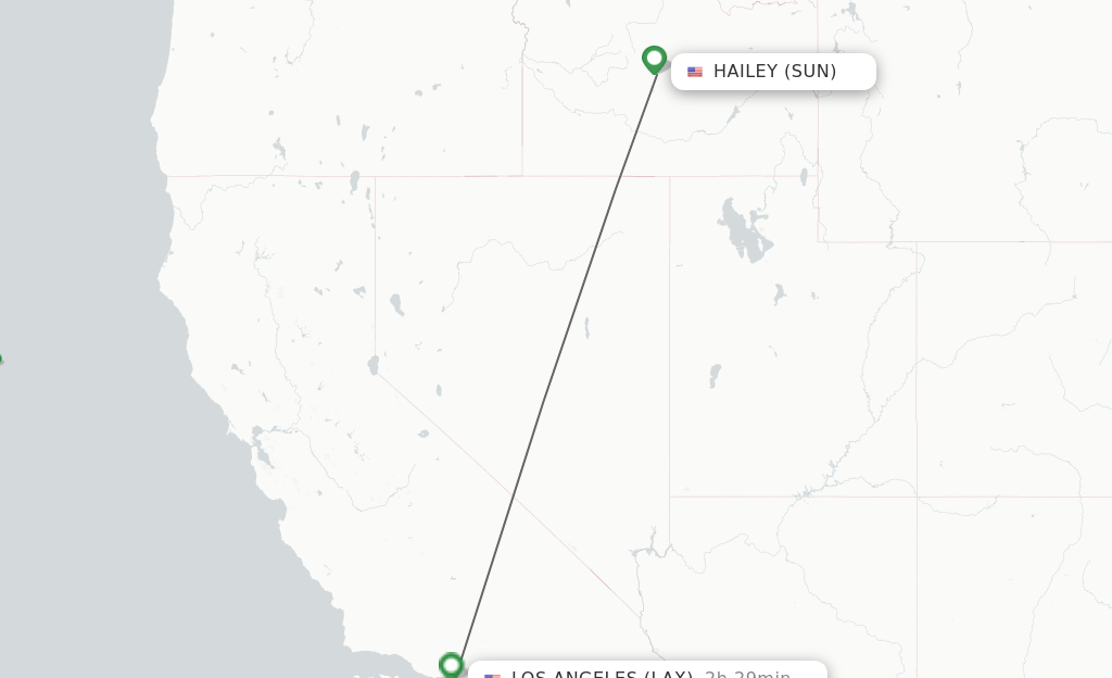 Flights from Sun Valley to Los Angeles route map
