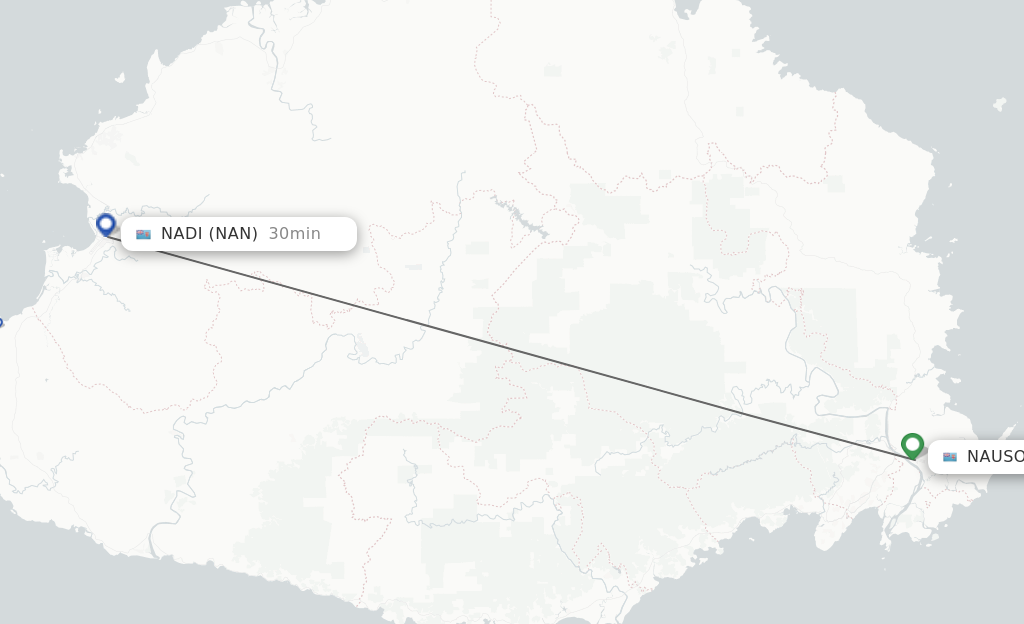 Flights from Suva to Nadi route map