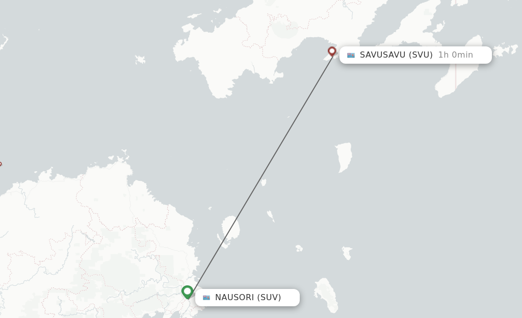 Flights from Suva to Savusavu route map