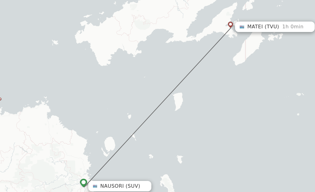 Flights from Suva to Taveuni route map