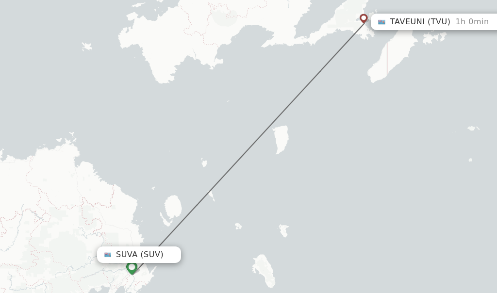 Flights from Suva to Taveuni route map