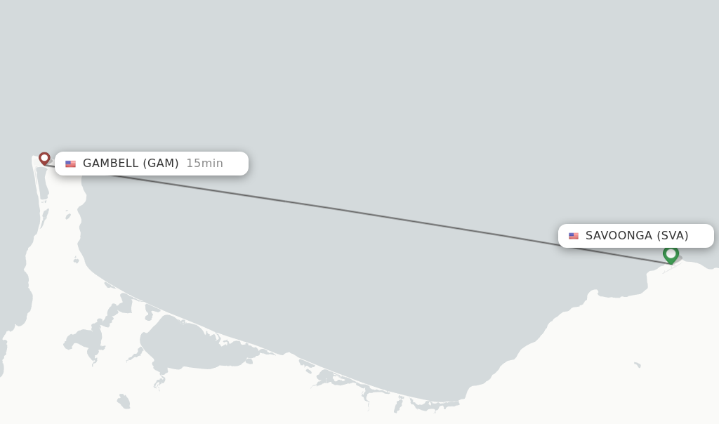 Flights from Savoonga to Gambell route map