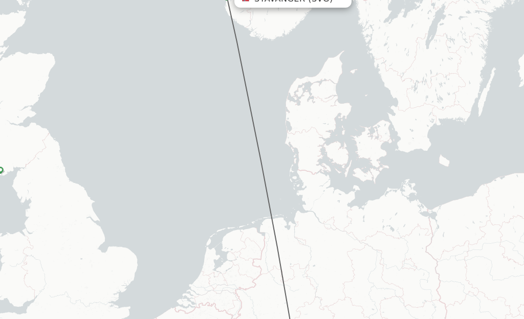 Flights from Stavanger to Frankfurt route map