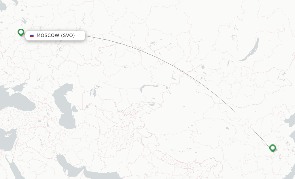 Route map with flights from Moscow with Sichuan Airlines