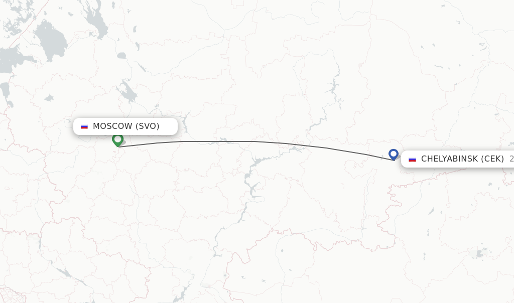 Flights from Moscow to Chelyabinsk route map