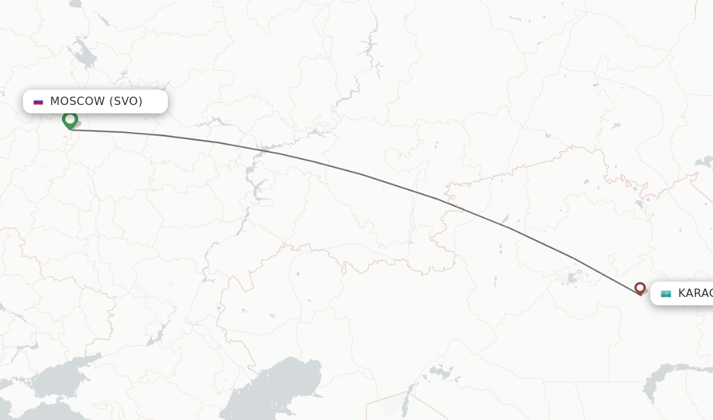 Flights from Moscow to Karaganda route map