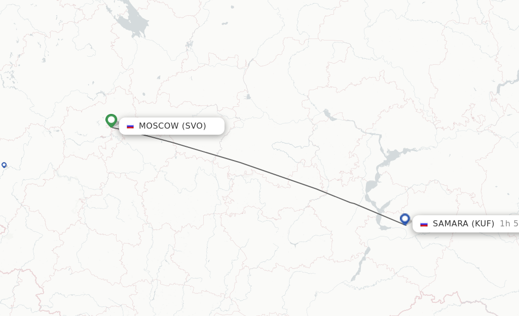 Flights from Moscow to Samara route map