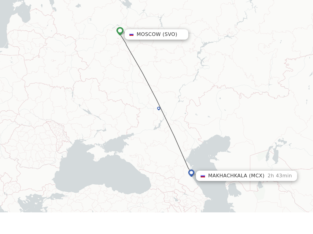 Flights from Moscow to Makhachkala route map
