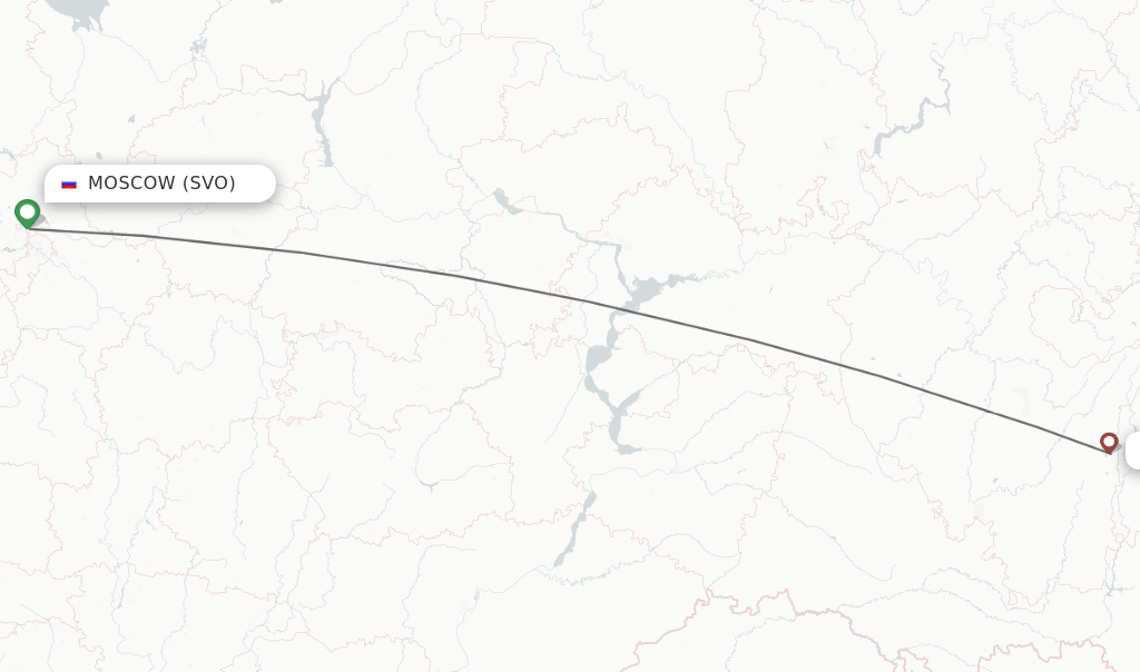 Flights from Moscow to Magnitogorsk route map