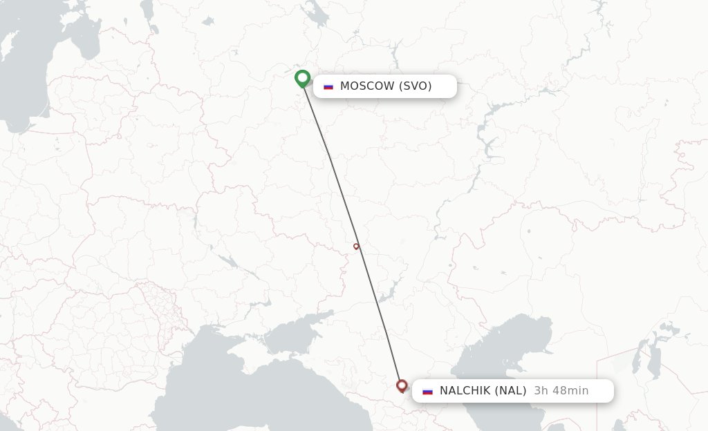 Flights from Moscow to Nalchik route map