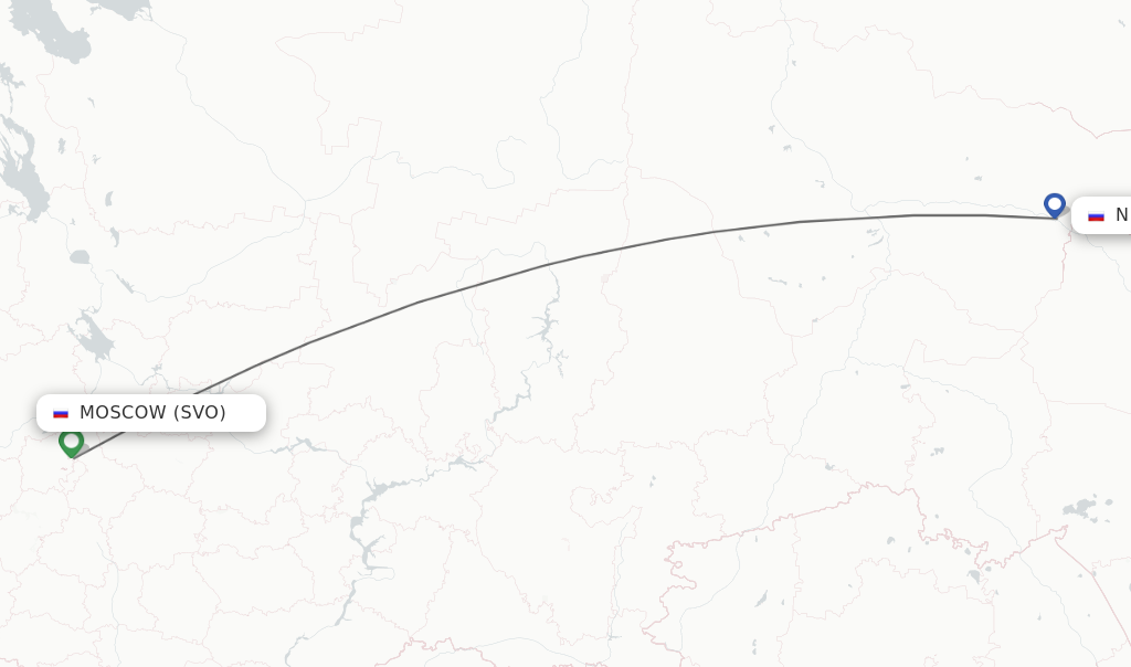 Flights from Moscow to Nizhnevartovsk route map