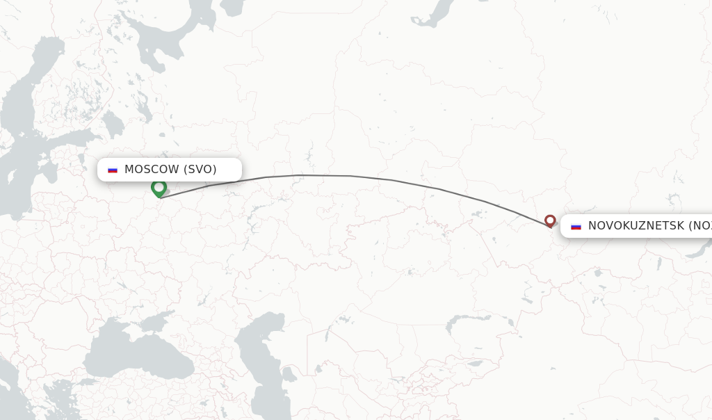 Flights from Moscow to Novokuznetsk route map