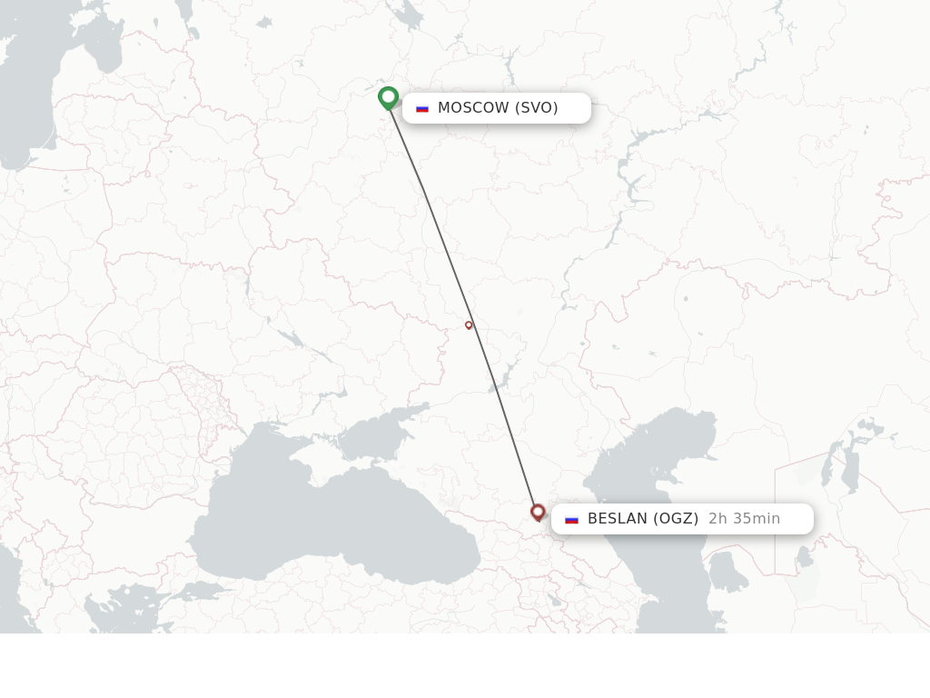 Flights from Moscow to Beslan route map