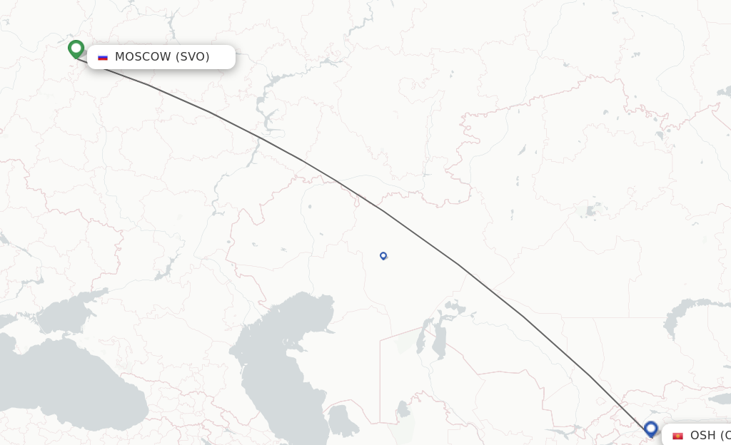 Flights from Moscow to Osh route map