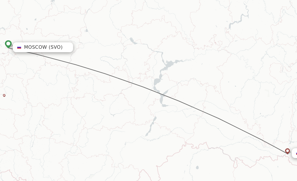 Flights from Moscow to Orsk route map