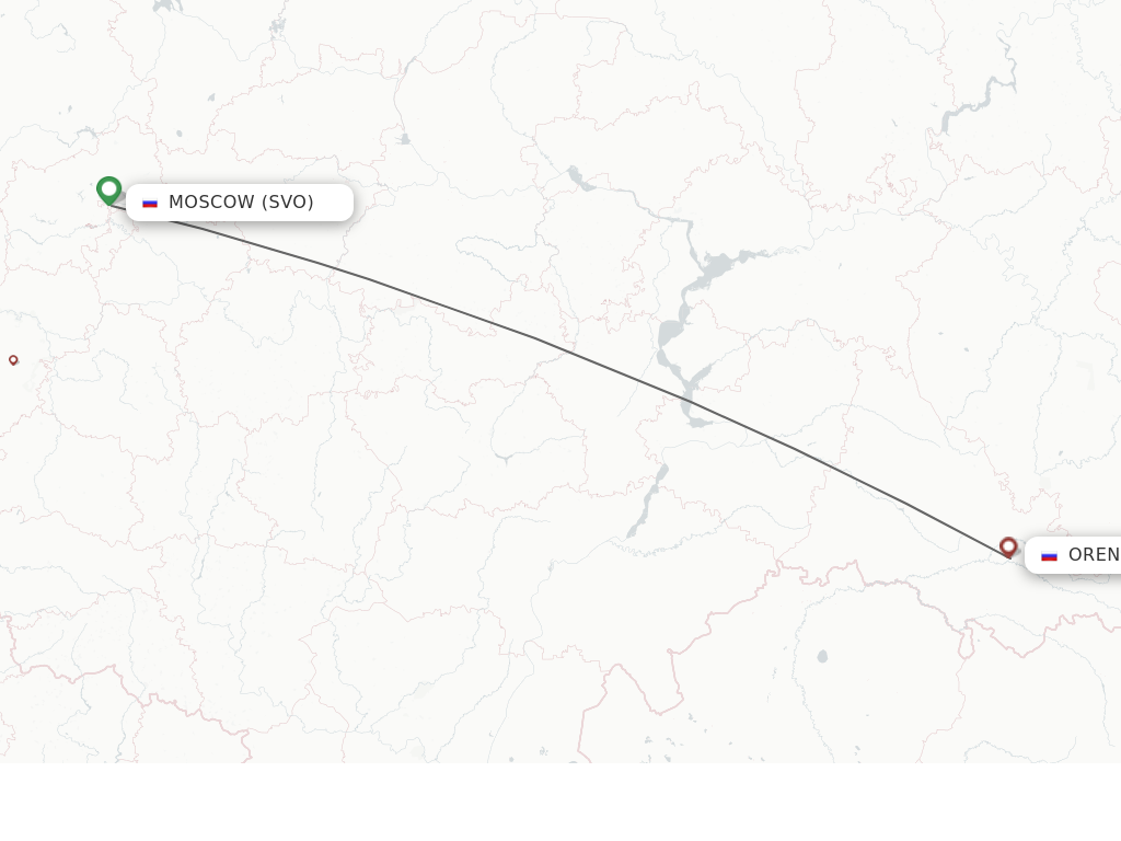 Flights from Moscow to Orenburg route map