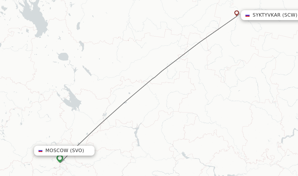Flights from Moscow to Syktyvkar route map