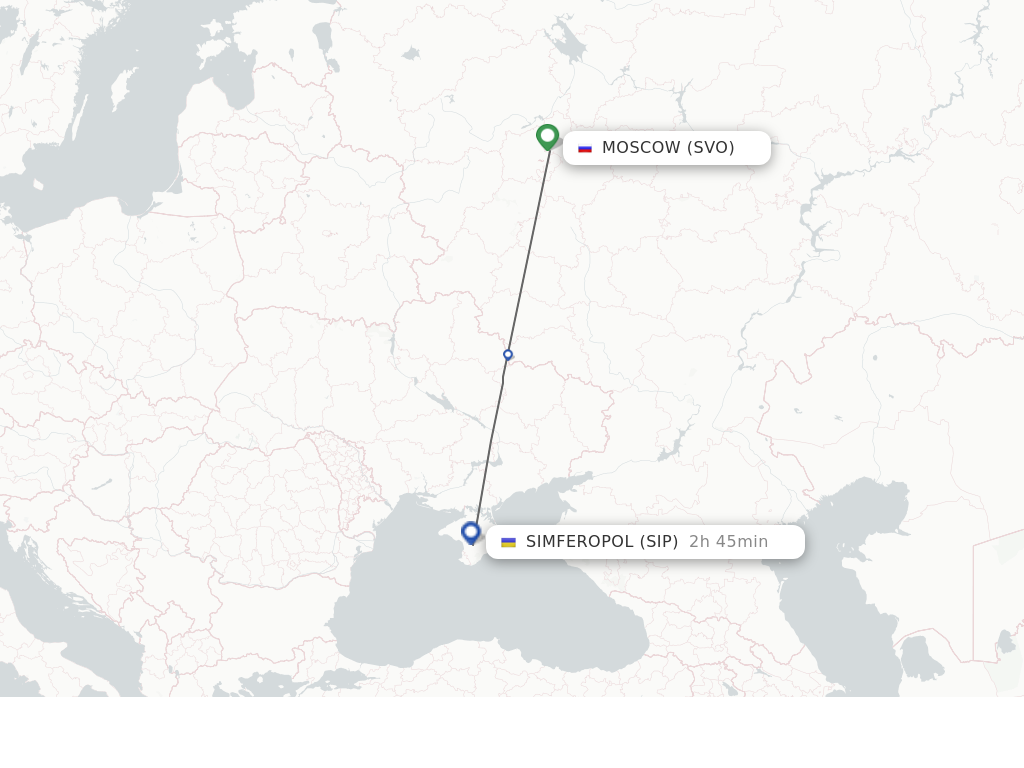 Flights from Moscow to Simferopol route map