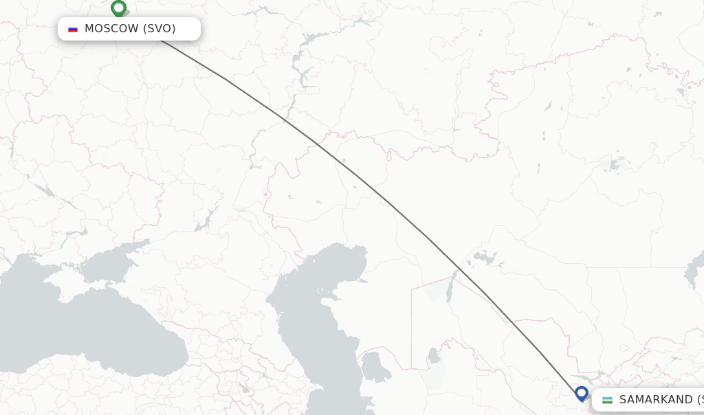 Flights from Moscow to Samarkand route map
