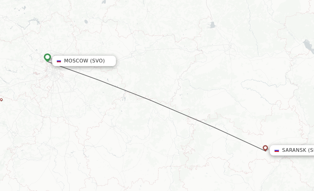 Flights from Moscow to Saransk route map