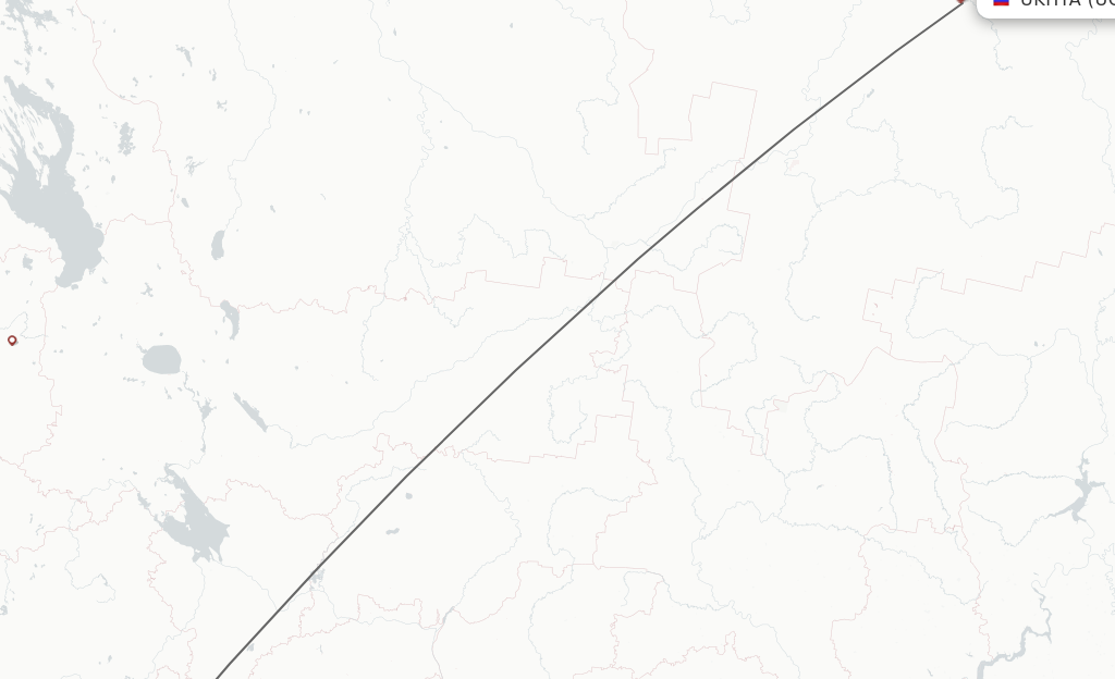 Flights from Moscow to Ukhta route map