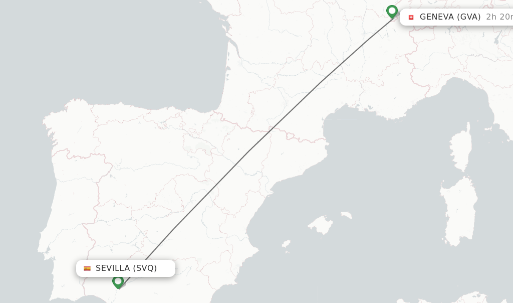 Flights from Sevilla to Geneva route map
