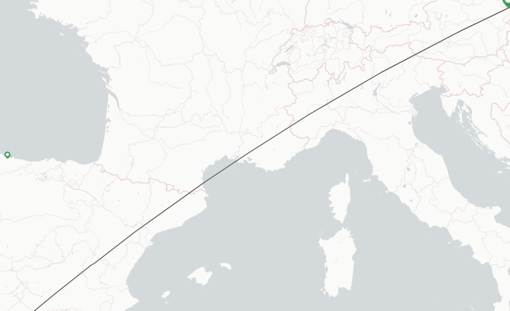 Flights from Sevilla to Vienna route map