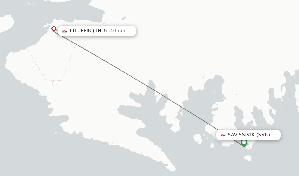 Flights from Savissivik to Pituffik route map